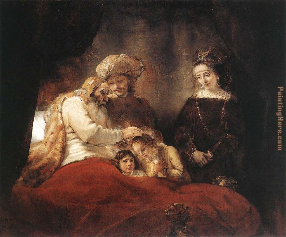 Jacob Blessing the Children of Joseph painting - Rembrandt Jacob Blessing the Children of Joseph art painting
